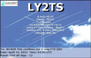 投稿についてもっと詳しく eSQL: LY2TS (Lithuania)